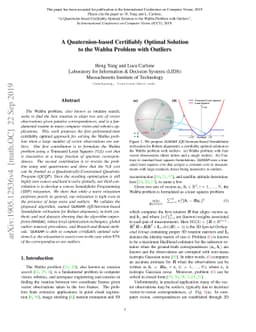 A Quaternion-based Certifiably Optimal Solution to the Wahba Problem
  with Outliers