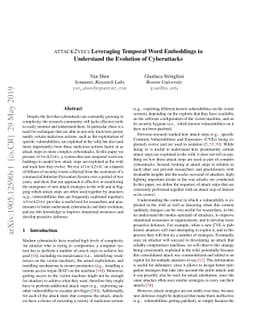 ATTACK2VEC: Leveraging Temporal Word Embeddings to Understand the
  Evolution of Cyberattacks