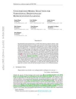 Unsupervised Model Selection for Variational Disentangled Representation
  Learning