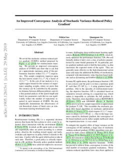 An Improved Convergence Analysis of Stochastic Variance-Reduced Policy
  Gradient