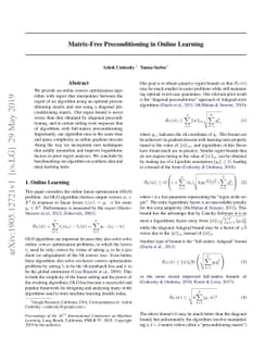 Matrix-Free Preconditioning in Online Learning