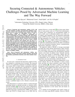 Securing Connected & Autonomous Vehicles: Challenges Posed by
  Adversarial Machine Learning and The Way Forward