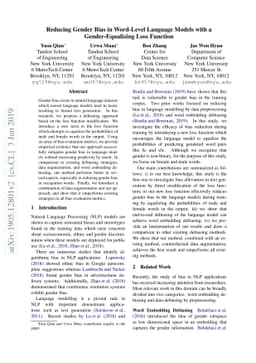 Reducing Gender Bias in Word-Level Language Models with a
  Gender-Equalizing Loss Function