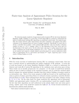 Finite-time Analysis of Approximate Policy Iteration for the Linear
  Quadratic Regulator