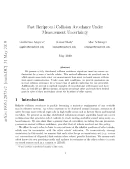 Fast Reciprocal Collision Avoidance Under Measurement Uncertainty