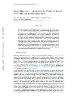 Meta Dropout: Learning to Perturb Features for Generalization