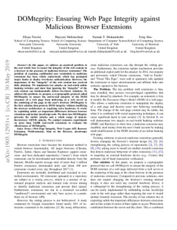 DOMtegrity: Ensuring Web Page Integrity against Malicious Browser
  Extensions