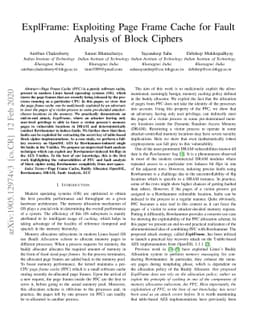 ExplFrame: Exploiting Page Frame Cache for Fault Analysis of Block
  Ciphers