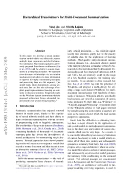 Hierarchical Transformers for Multi-Document Summarization