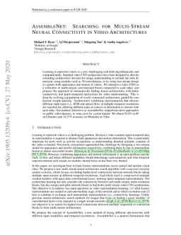 AssembleNet: Searching for Multi-Stream Neural Connectivity in Video
  Architectures