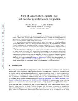 Sum-of-squares meets square loss: Fast rates for agnostic tensor
  completion