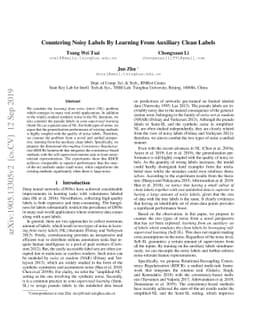 Countering Noisy Labels By Learning From Auxiliary Clean Labels