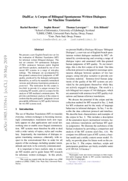 DiaBLa: A Corpus of Bilingual Spontaneous Written Dialogues for Machine
  Translation