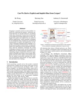 Can We Derive Explicit and Implicit Bias from Corpus?