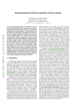Bypassing Backdoor Detection Algorithms in Deep Learning