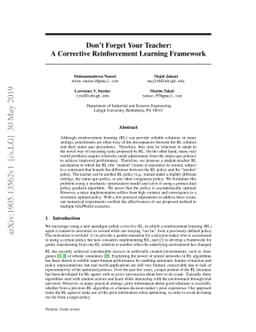 Don't Forget Your Teacher: A Corrective Reinforcement Learning Framework