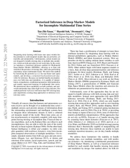 Factorized Inference in Deep Markov Models for Incomplete Multimodal
  Time Series