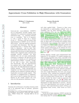 Approximate Cross-Validation in High Dimensions with Guarantees