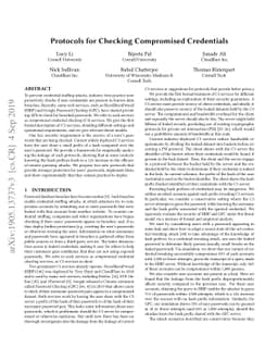 Protocols for Checking Compromised Credentials