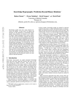 Knowledge Hypergraphs: Prediction Beyond Binary Relations