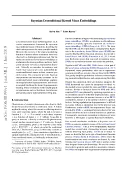 Bayesian Deconditional Kernel Mean Embeddings