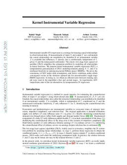 Kernel Instrumental Variable Regression