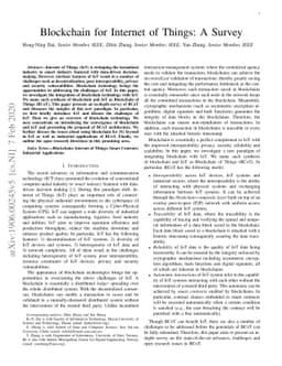 Blockchain for Internet of Things: A Survey