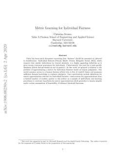 Metric Learning for Individual Fairness