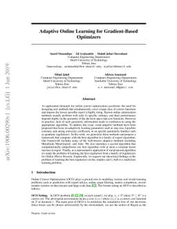 Adaptive Online Learning for Gradient-Based Optimizers