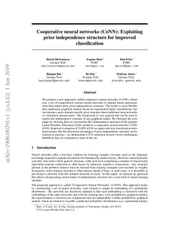 Cooperative neural networks (CoNN): Exploiting prior independence
  structure for improved classification