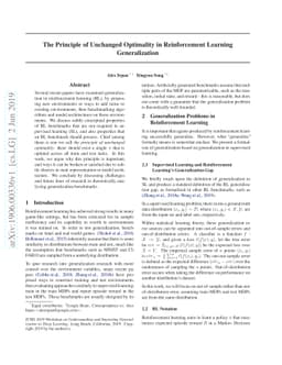 The Principle of Unchanged Optimality in Reinforcement Learning
  Generalization