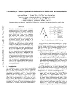 Pre-training of Graph Augmented Transformers for Medication
  Recommendation