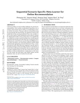 Sequential Scenario-Specific Meta Learner for Online Recommendation