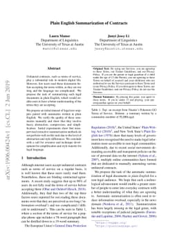 Plain English Summarization of Contracts