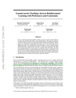 Learner-aware Teaching: Inverse Reinforcement Learning with Preferences
  and Constraints