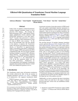 Efficient 8-Bit Quantization of Transformer Neural Machine Language
  Translation Model