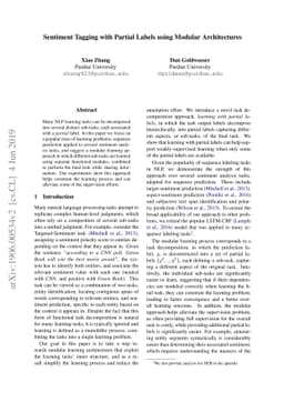 Sentiment Tagging with Partial Labels using Modular Architectures