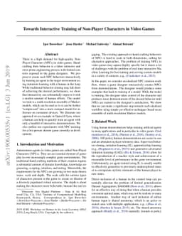 Towards Interactive Training of Non-Player Characters in Video Games