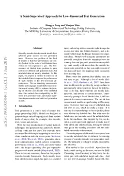 A Semi-Supervised Approach for Low-Resourced Text Generation