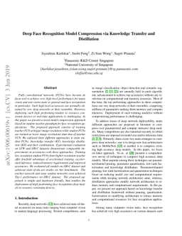 Deep Face Recognition Model Compression via Knowledge Transfer and
  Distillation