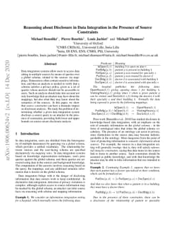 Reasoning about disclosure in data integration in the presence of source
  constraints