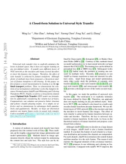 A Closed-form Solution to Universal Style Transfer
