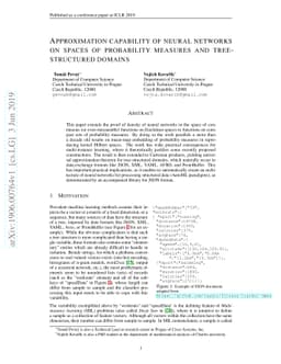 Approximation capability of neural networks on spaces of probability
  measures and tree-structured domains