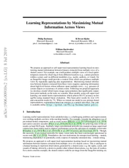 Learning Representations by Maximizing Mutual Information Across Views
