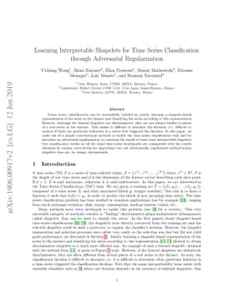 Learning Interpretable Shapelets for Time Series Classification through
  Adversarial Regularization