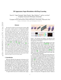 3D Appearance Super-Resolution with Deep Learning