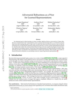 Adversarial Robustness as a Prior for Learned Representations