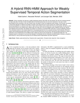 A Hybrid RNN-HMM Approach for Weakly Supervised Temporal Action
  Segmentation