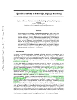 Episodic Memory in Lifelong Language Learning