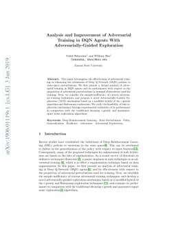 Analysis and Improvement of Adversarial Training in DQN Agents With
  Adversarially-Guided Exploration (AGE)